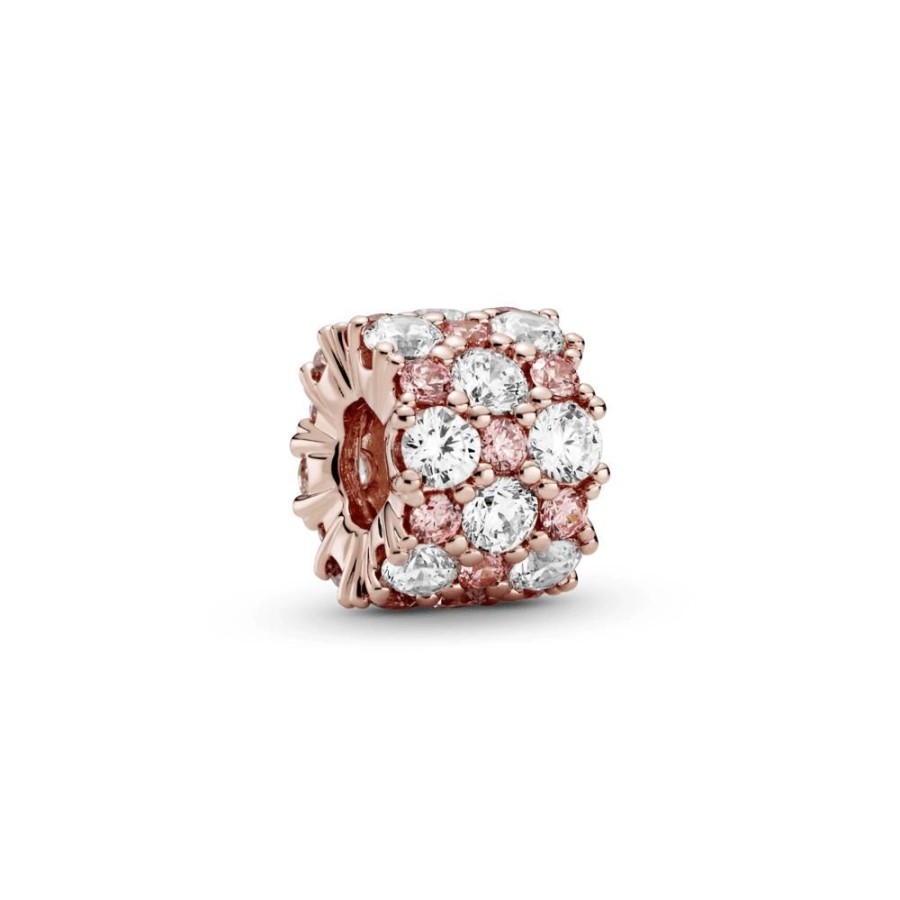 Charms Joyas Pandora | Charm Brillo Rosa Y Transparente Recubrimiento En Oro Rosa De 14K