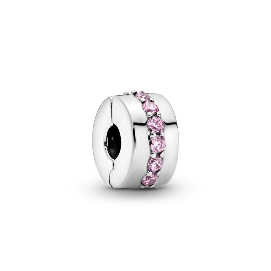 Charms Joyas Pandora | Charm Sujetador Hilera Rosada Reluciente