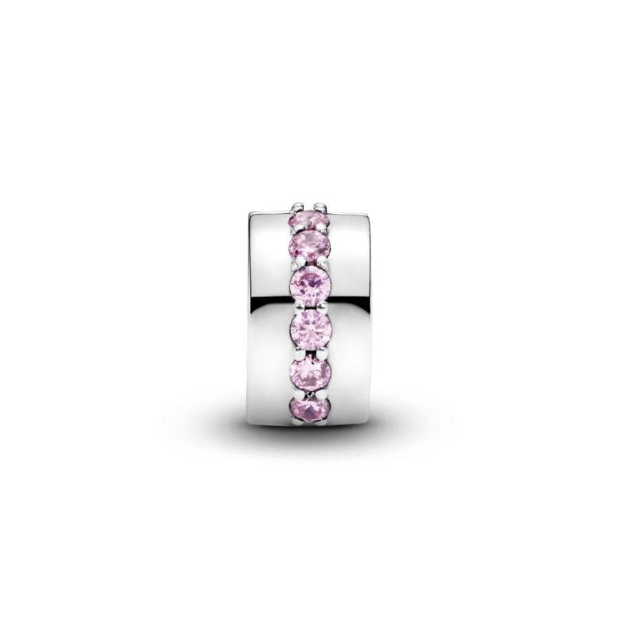 Charms Joyas Pandora | Charm Sujetador Hilera Rosada Reluciente