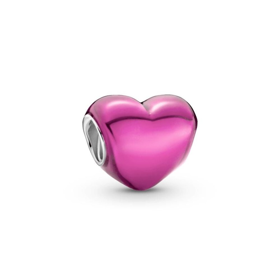 Charms Joyas Pandora | Charm Corazon Rosa Metalico