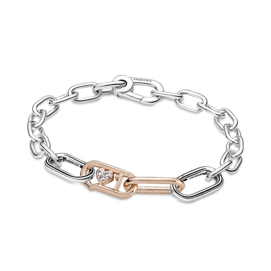 Charms Joyas Pandora | Eslabon Doble Me Encanta De Pandora Me Recubrimiento En Oro Rosa 14K