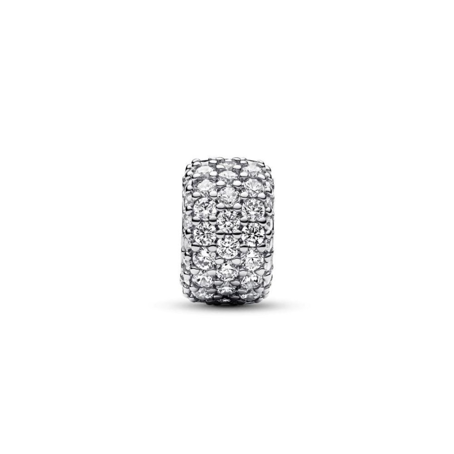 Charms Joyas Pandora | Charm Triple Fila De Brillante Pave Plata