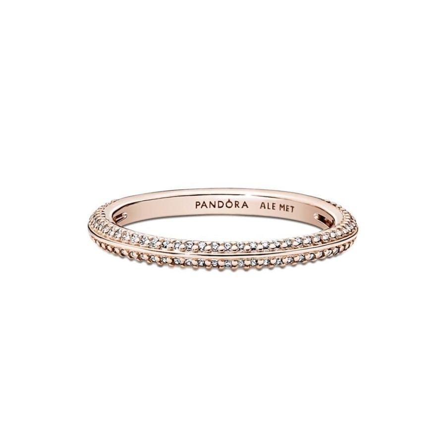 Anillos Joyas Pandora | Anillo De Pave Recubrimiento En Oro Rosa De 14K Pandora Me