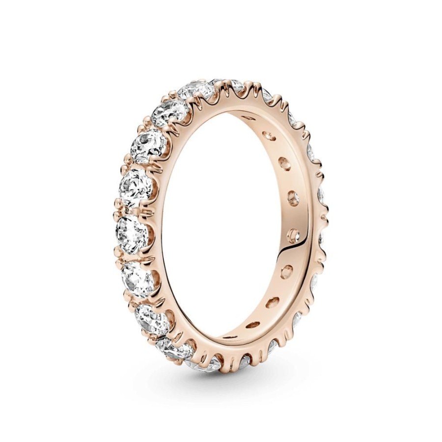 Anillos Joyas Pandora | Anillo En Plata De Ley Eternity Brillante Recubrimiento En Oro Rosa 14K