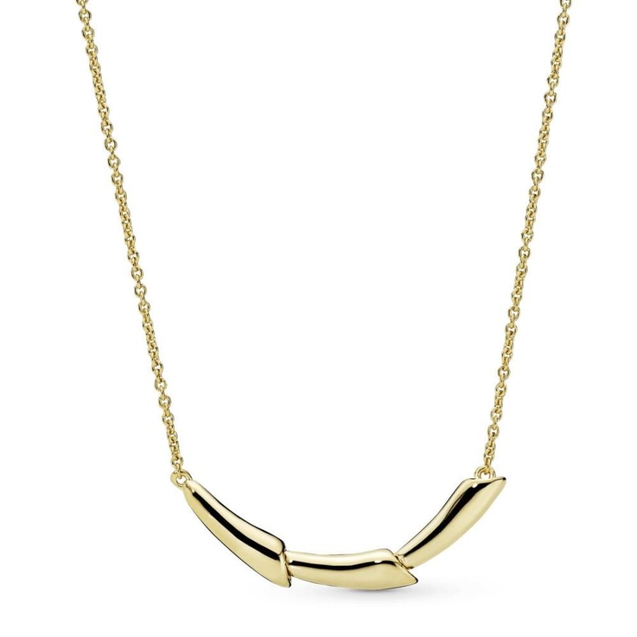 Collares Y Dijes Joyas Pandora | Collar Tallo De Flor Recubrimiento En Oro De 14K