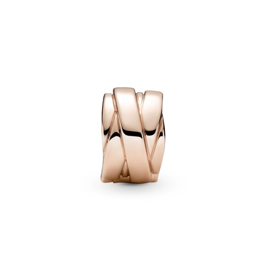 Charms Joyas Pandora | Charm Clip Listones Pulidos Recubrimiento En Oro Rosa De 14K