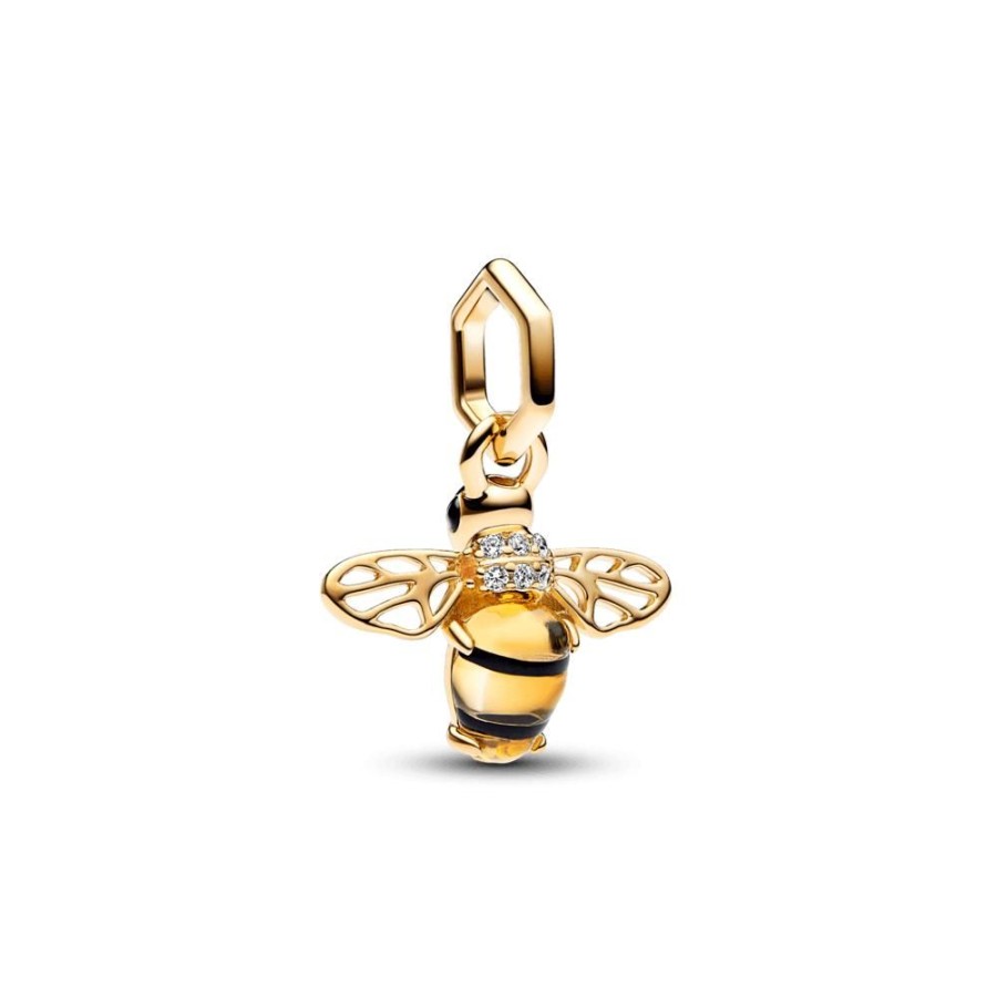 Charms Joyas Pandora | Charm Colgante Abeja Reluciente Recubrimiento En Oro De 14K