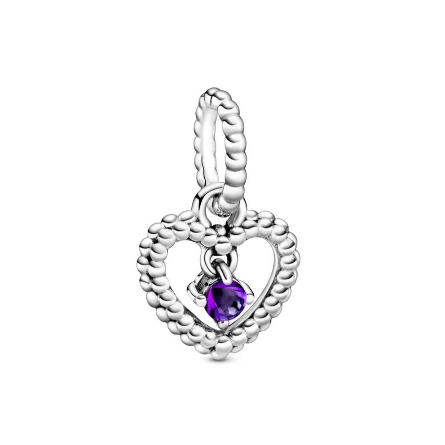 Charms Joyas Pandora | Charm Colgante Corazon De Abalorio Morado