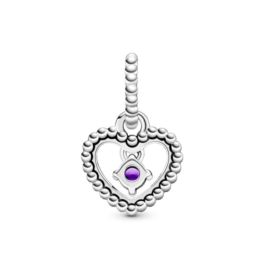 Charms Joyas Pandora | Charm Colgante Corazon De Abalorio Morado