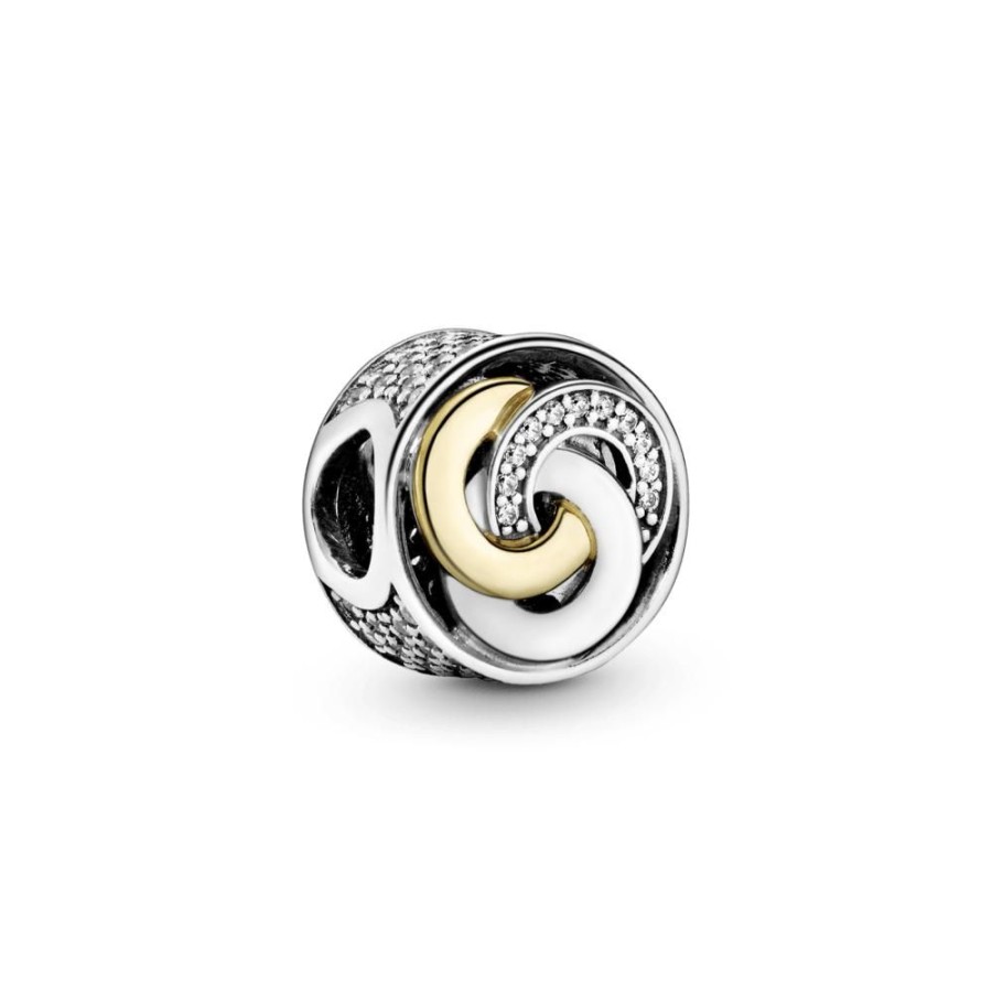 Charms Joyas Pandora | Charm Circulos Entrelazados Con Pave Dos Tonos