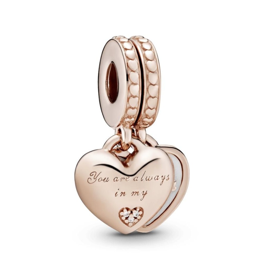 Charms Joyas Pandora | Charm Colgante Siempre Estas En Mi Corazon Recubrimiento En Oro Rosa De 14K