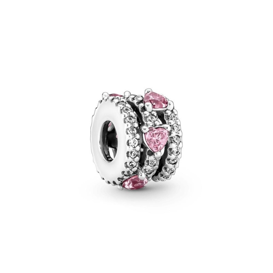 Charms Joyas Pandora | Charm Triple Corazones Con Halo Reluciente