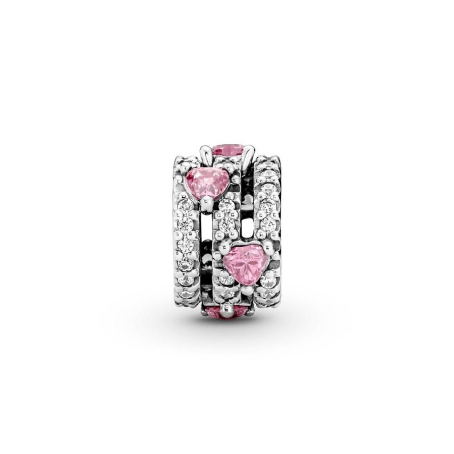 Charms Joyas Pandora | Charm Triple Corazones Con Halo Reluciente