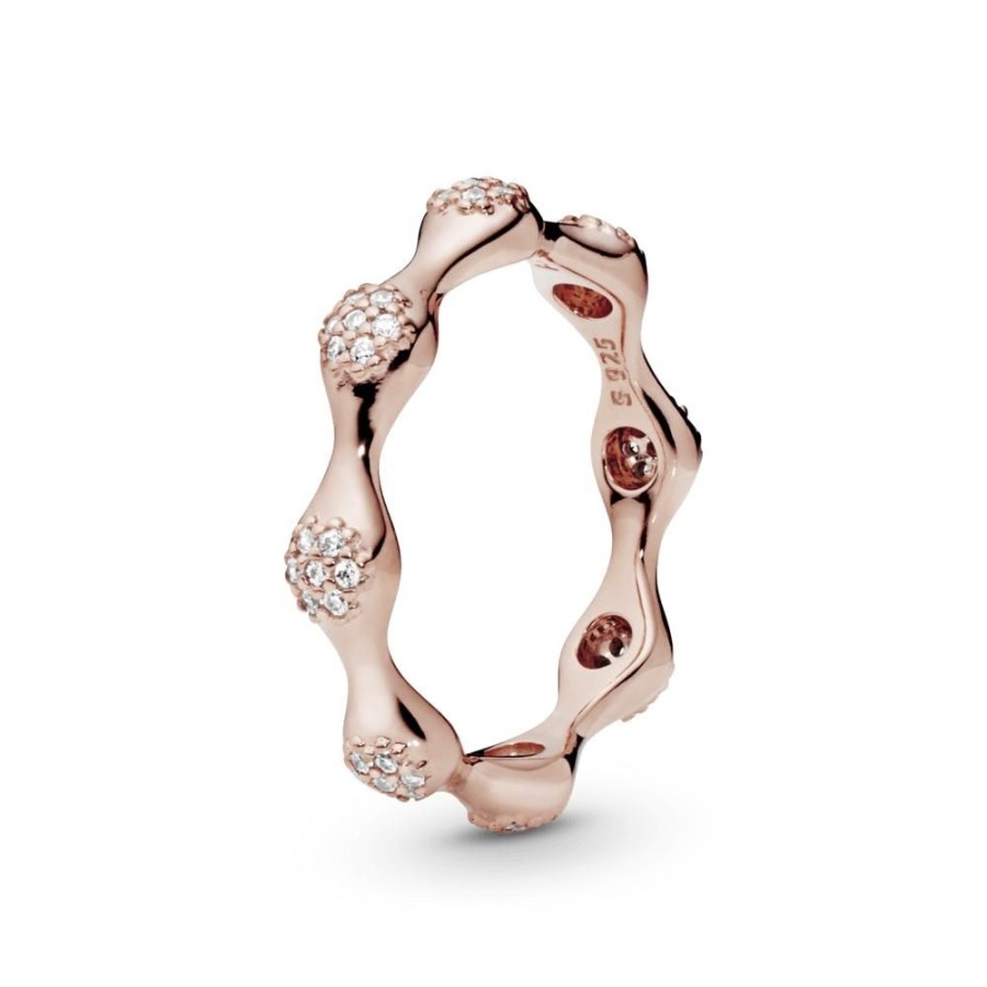 Anillos Joyas Pandora | Anillo Capsulas De Amor Modernas De Pave Recubrimiento En Oro Rosa De 14K