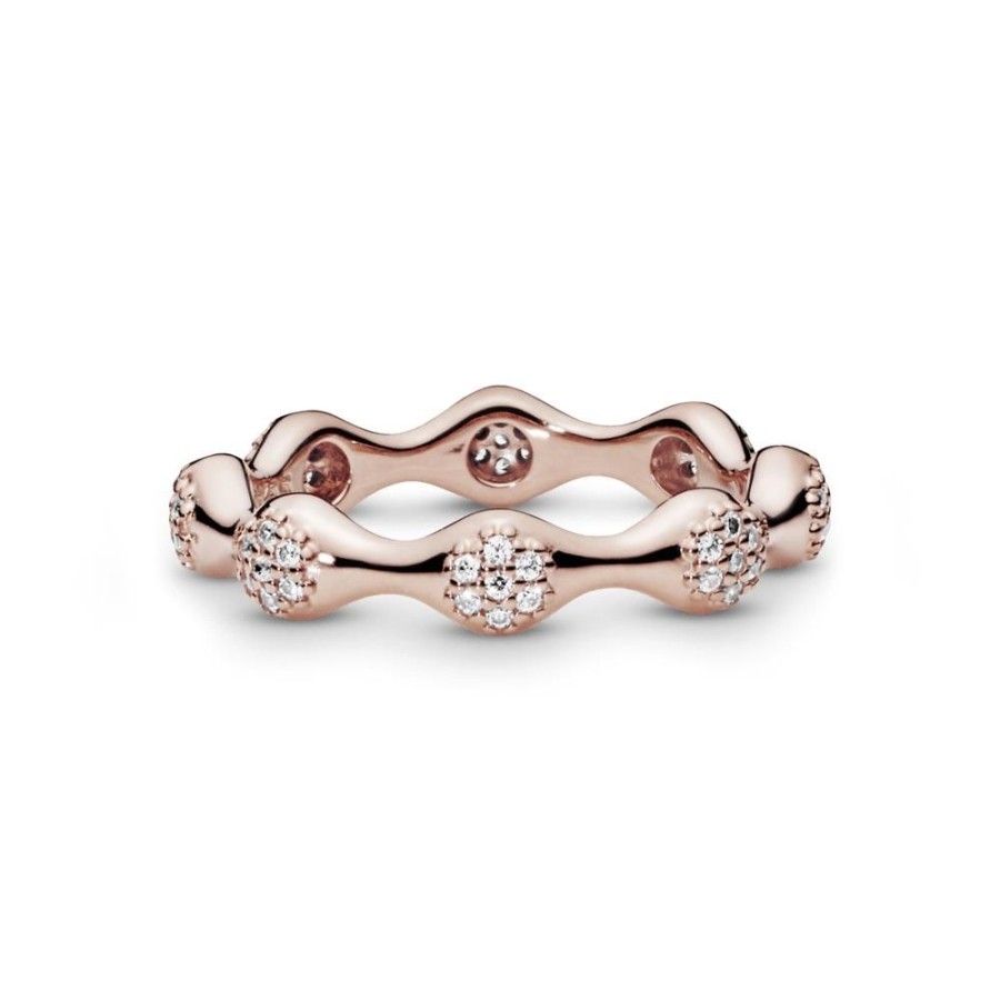 Anillos Joyas Pandora | Anillo Capsulas De Amor Modernas De Pave Recubrimiento En Oro Rosa De 14K