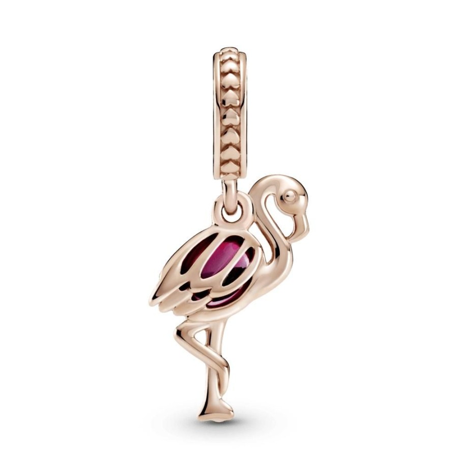 Charms Joyas Pandora | Charm Colgante Flamenco De Cristal Murano Rosa Recubrimiento En Oro Rosa De 14K