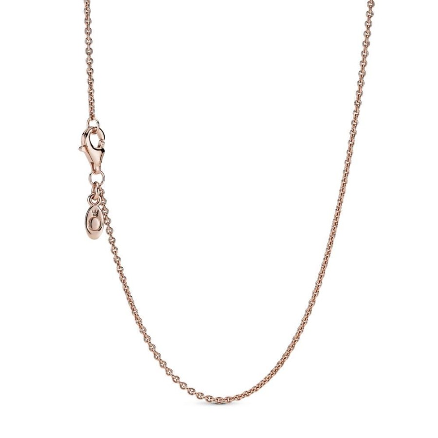 Collares Y Dijes Joyas Pandora | Collar Cadena Clasica Recubrimiento En Oro Rosa De 14K