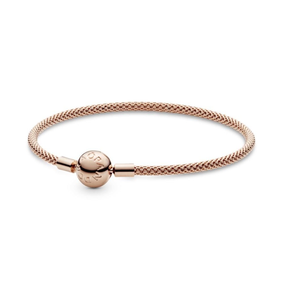 Brazaletes Joyas Pandora | Brazalete De Malla Pandora Moments Recubrimiento En Oro Rosa De 14K