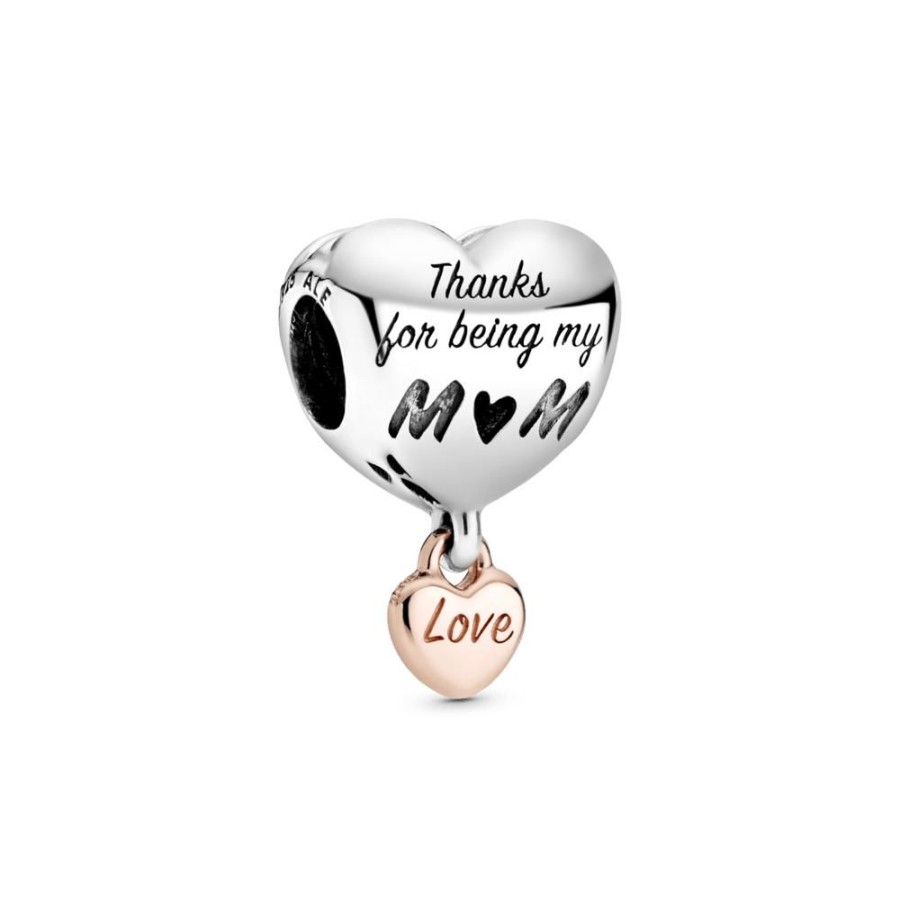 Charms Joyas Pandora | Charm Corazon Yo Te Amo Mama Recubrimiento En Oro Rosa De 14K