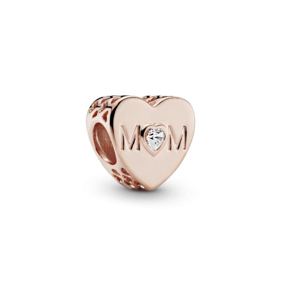 Charms Joyas Pandora | Charm Corazon De Mama Recubrimiento En Oro Rosa De 14K