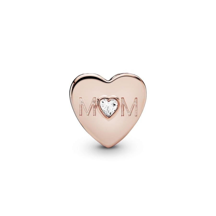 Charms Joyas Pandora | Charm Corazon De Mama Recubrimiento En Oro Rosa De 14K