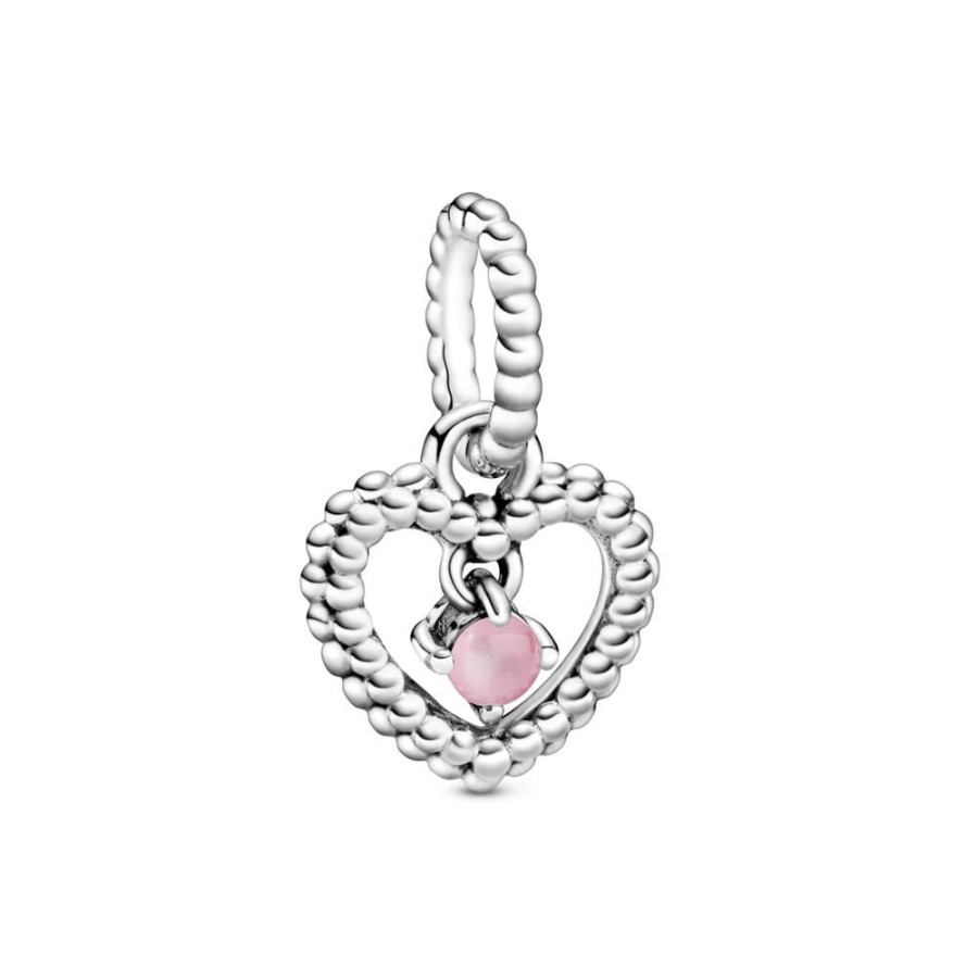 Charms Joyas Pandora | Charm Colgante Corazon De Abalorio Rosa Petalo