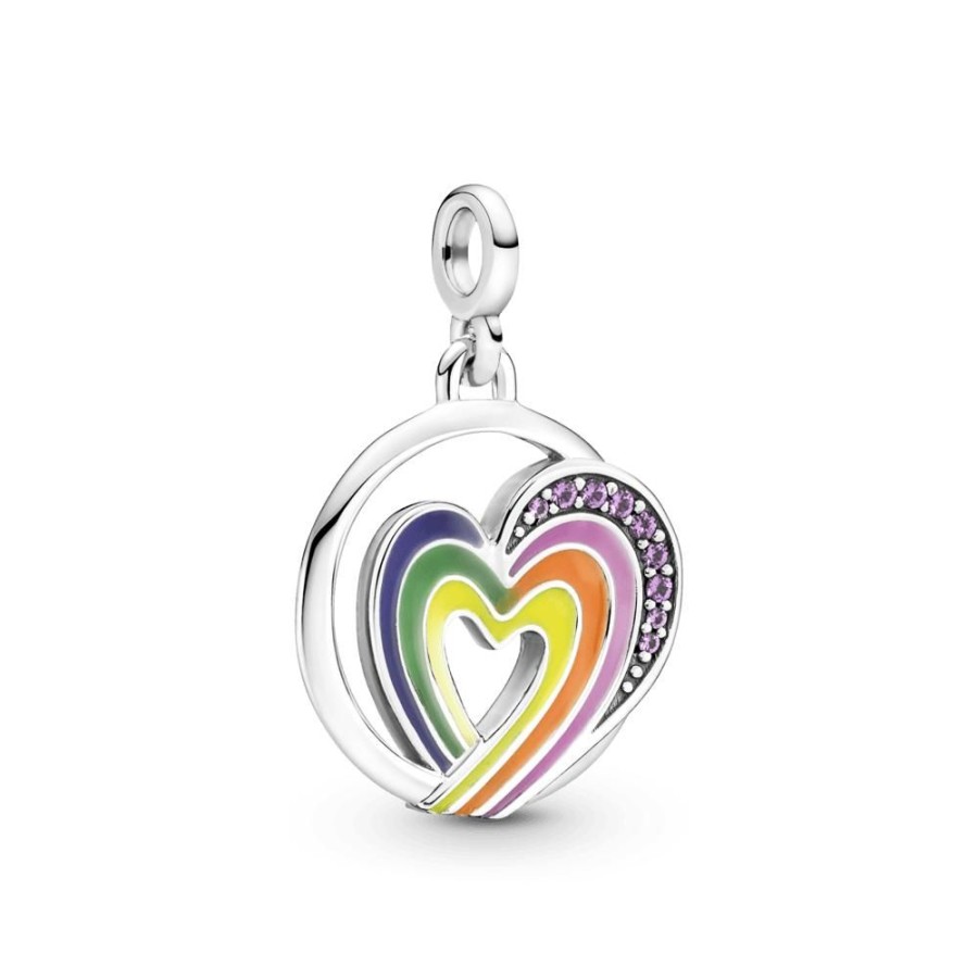 Charms Joyas Pandora | Medallon Corazon De Libertad Arcoiris Pandora Me