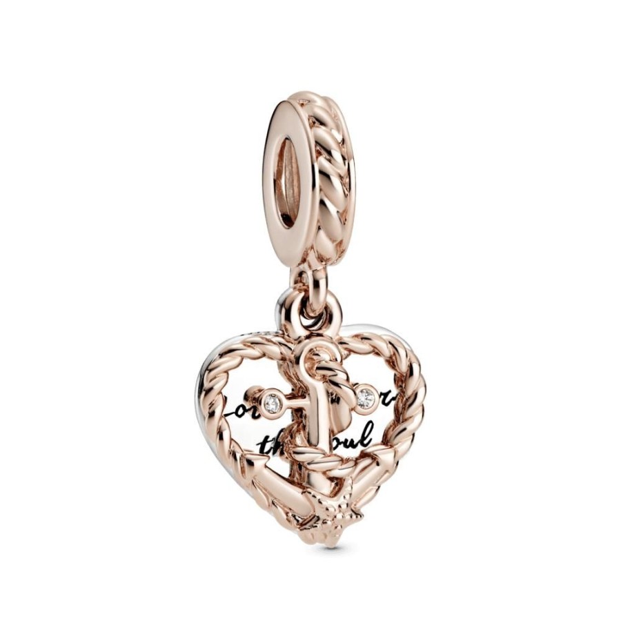 Charms Joyas Pandora | Charm Colgante Corazon De Cuerda Y Ancla Del Amor