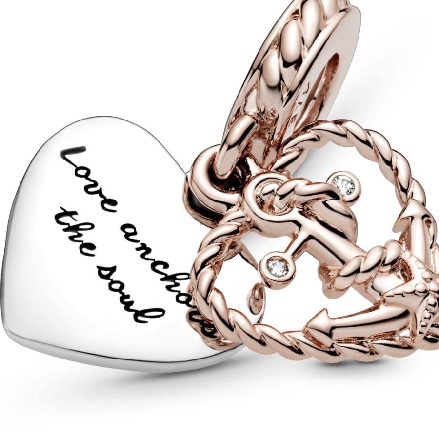 Charms Joyas Pandora | Charm Colgante Corazon De Cuerda Y Ancla Del Amor