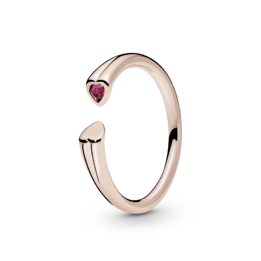 Anillos Joyas Pandora | Anillo Abierto Corazones Pulidos Y Relucientes Recubrimiento En Oro Rosa De 14K