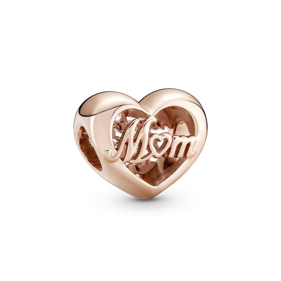 Charms Joyas Pandora | Charm Corazon Gracias Mama Recubrimiento En Oro Rosa De 14K