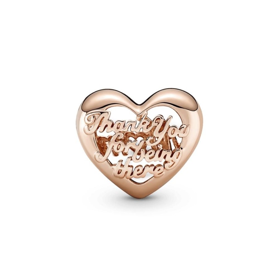 Charms Joyas Pandora | Charm Corazon Gracias Mama Recubrimiento En Oro Rosa De 14K