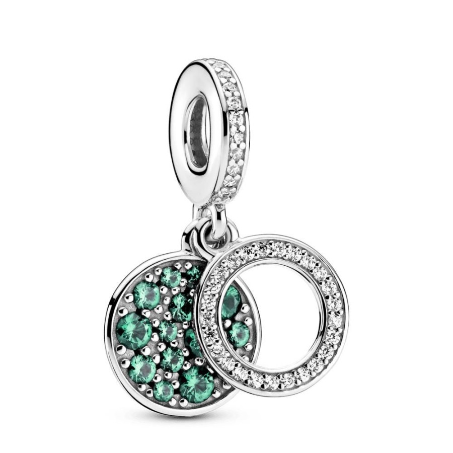 Charms Joyas Pandora | Charm Colgante Doble Disco Verde Reluciente