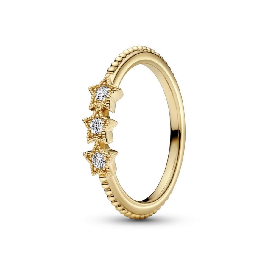 Anillos Joyas Pandora | Anillo Estrella Celestial Recubrimiento En Oro De 14K