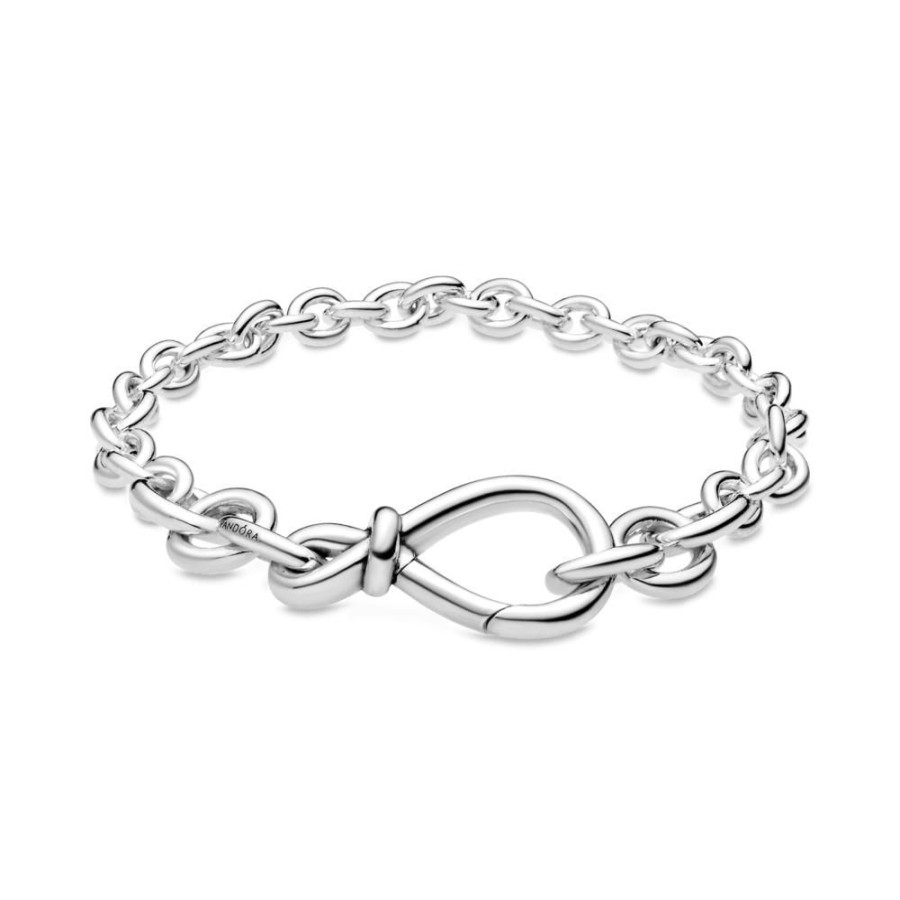 Brazaletes Joyas Pandora | Brazalete De Cadena Nudo Infinito Grueso