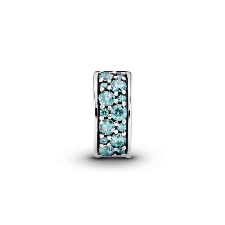 Charms Joyas Pandora | Charm Clip Fijo De Pave Azul Cerceta