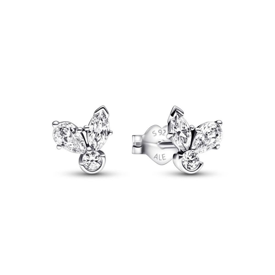 Aretes Joyas Pandora | Aretes De Boton Racimo Herbario Reluciente Pandora Plata Esterlina