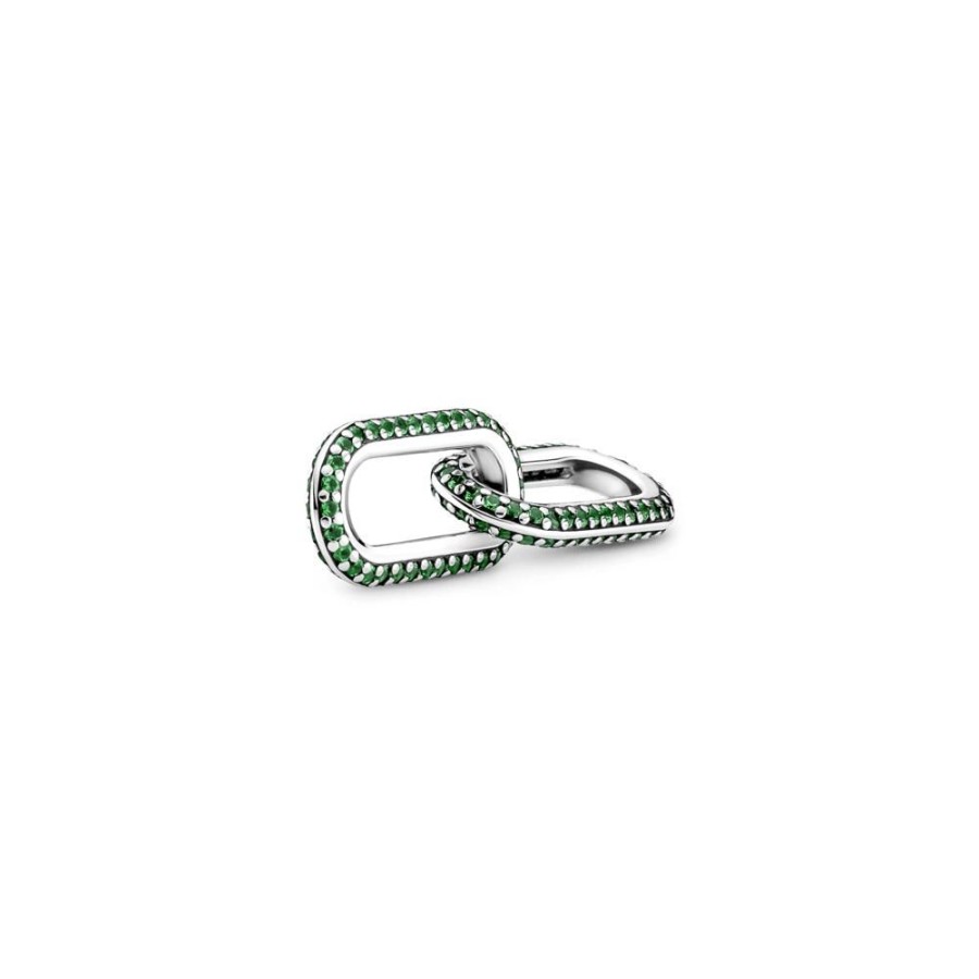 Charms Joyas Pandora | Eslabon De Estilo Doble En Pave Verde Pandora Me