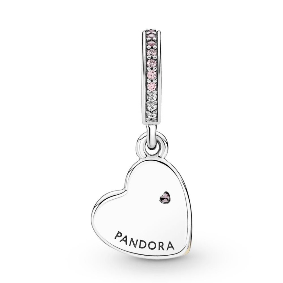 Charms Joyas Pandora | Charm Colgante Doble Corazones Entrelazados Con Infinito Recubrimiento En Oro Rosa De 14K