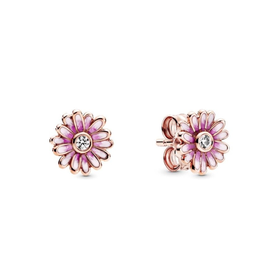 Aretes Joyas Pandora | Pendientes De Boton Margarita Rosa