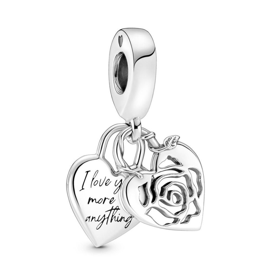 Charms Joyas Pandora | Charm Colgante Candado Del Corazon Con Rosa