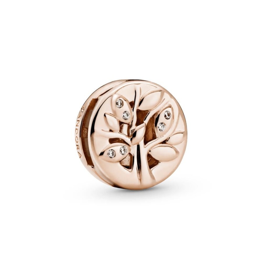 Charms Joyas Pandora | Charm Sujetador Arbol De Familia Reluciente Recubrimiento En Oro Rosa De 14K Reflexions