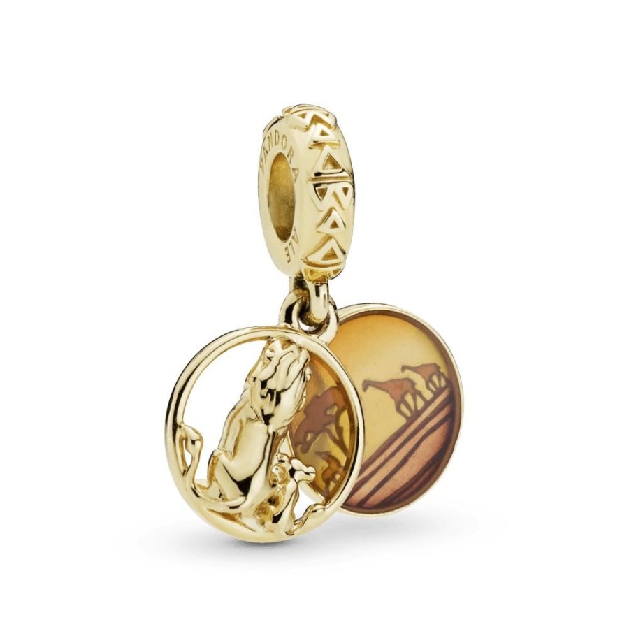 Charms Joyas Pandora | Charm Atardecer Simba Y Mufasa Recubrimiento En Oro De 14K