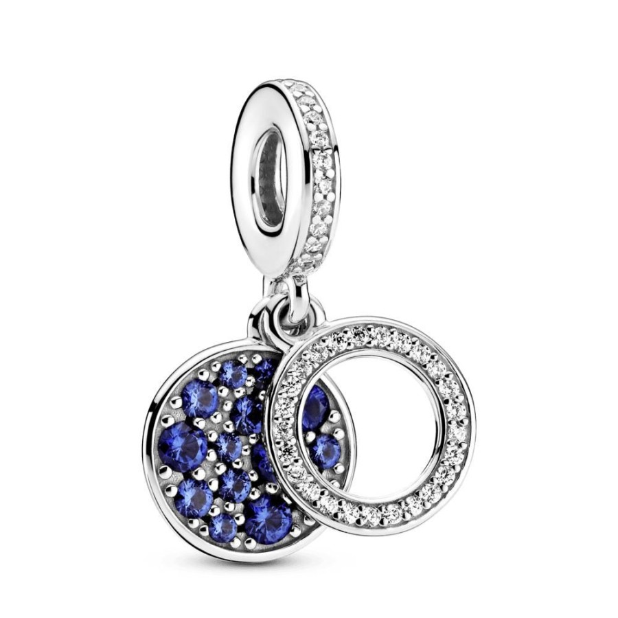 Charms Joyas Pandora | Charm Colgante Doble Disco Azul Brillante