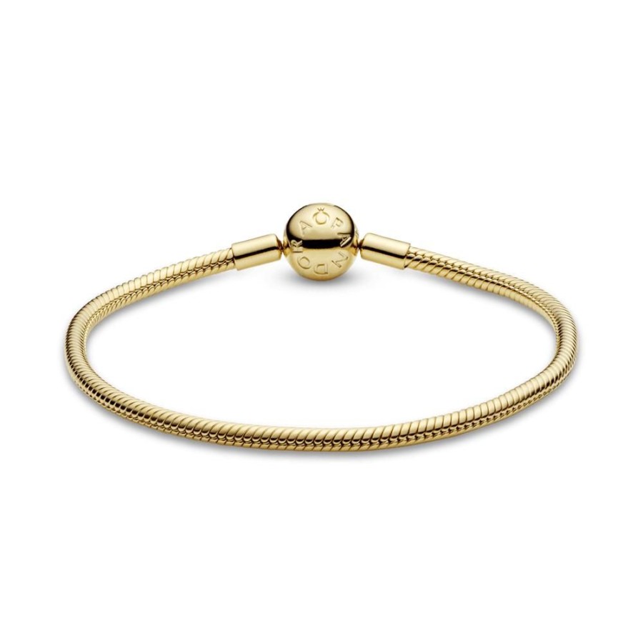 Brazaletes Joyas Pandora | Brazalete Cadena De Serpiente Recubrimiento En Oro De 14K Pandora Moments