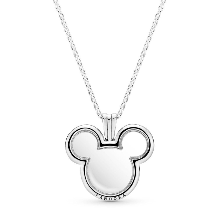 Collares Y Dijes Joyas Pandora | Collar Con Medallon Flotante De Mickey