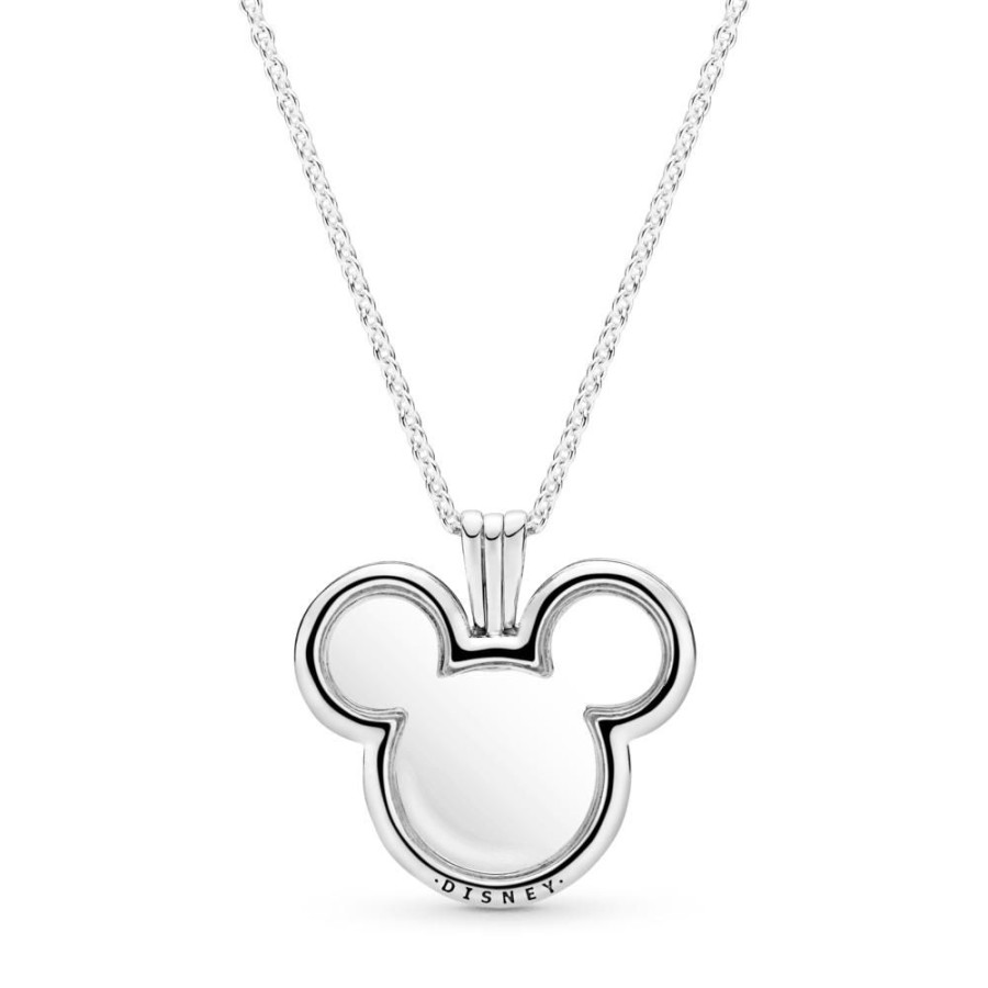 Collares Y Dijes Joyas Pandora | Collar Con Medallon Flotante De Mickey