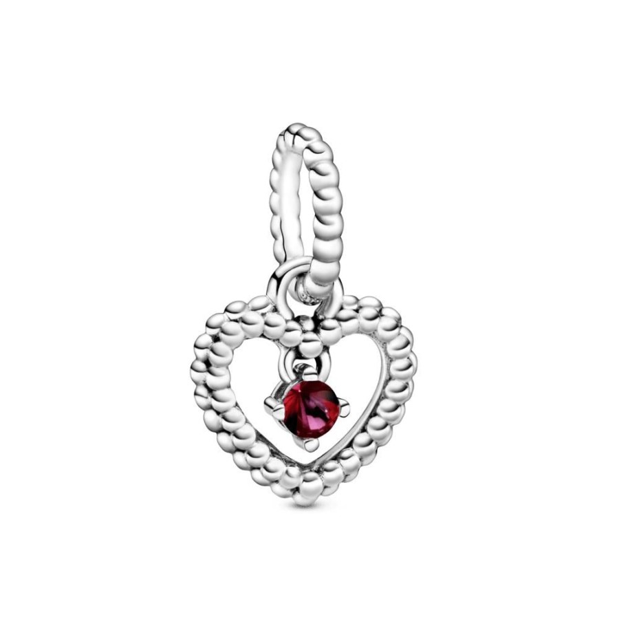 Charms Joyas Pandora | Charm Colgante Corazon De Abalorio Rojo Ardiente