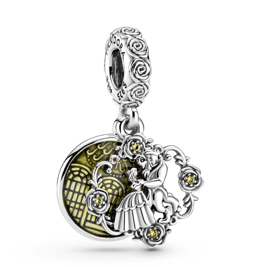 Charms Joyas Pandora | Charm Colgante En Plata De Ley La Bella Y La Bestia Bailando De Disney