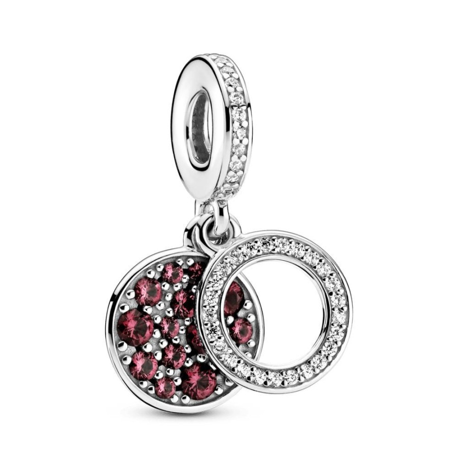 Charms Joyas Pandora | Charm Colgante Doble Disco Rojo Reluciente